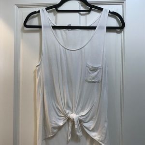 White tank with tie in the front